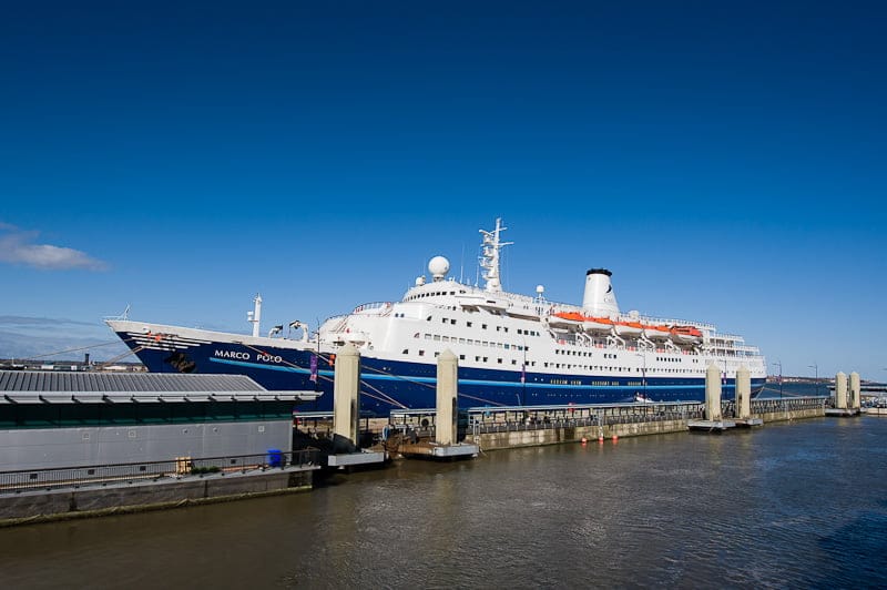 Cruise liner Marco Polo visits Liverpool.
