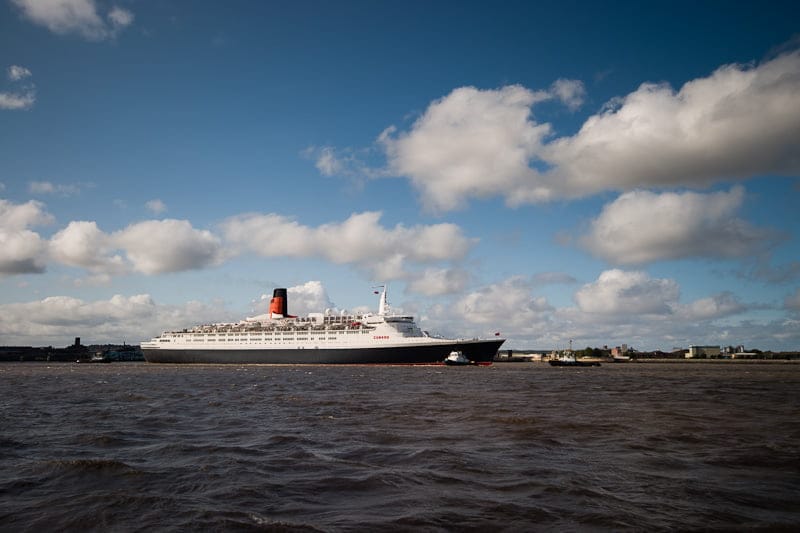 The Cunard liner Queen Elizabeth II on her final visit to Liverpool