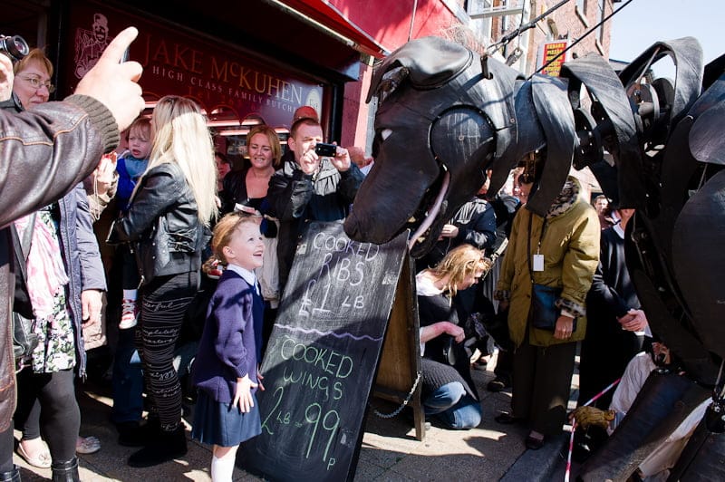 Giants roam the streets of Liverpool.