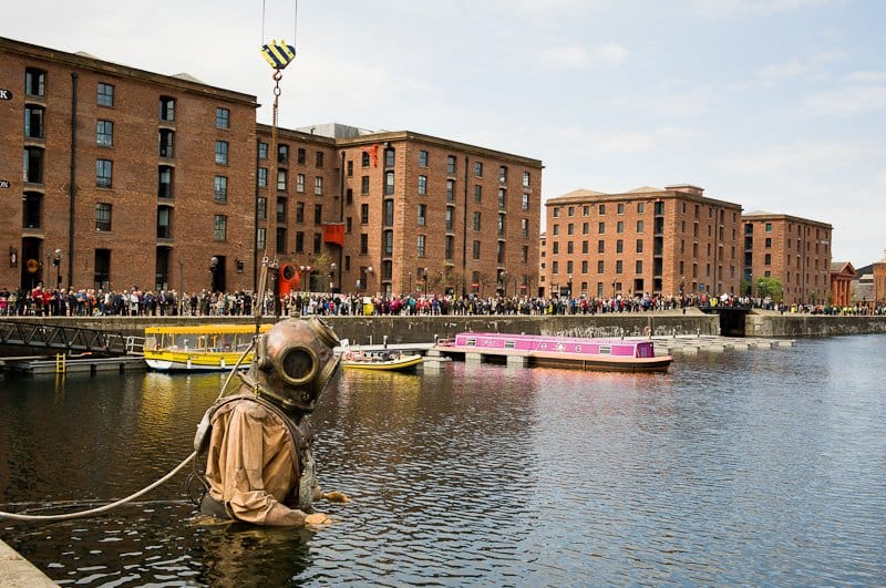 Giants roam the streets of Liverpool.