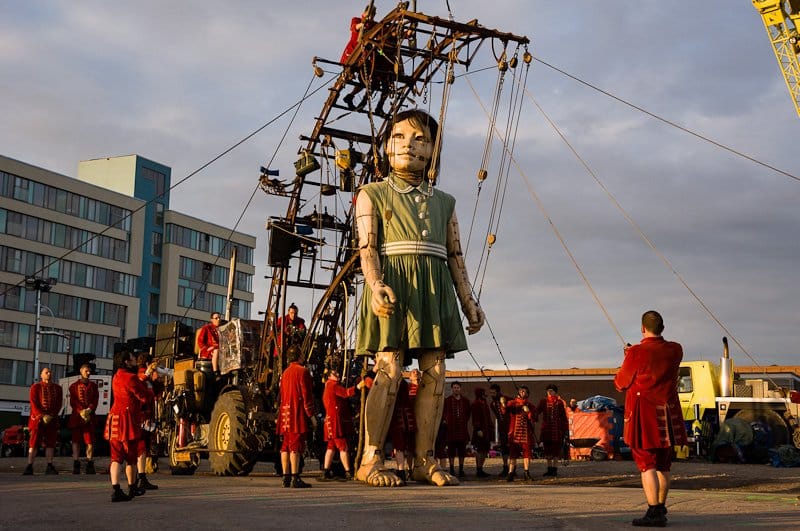 Giants roam the streets of Liverpool.