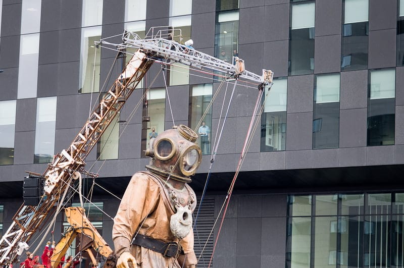 Giants roam the streets of Liverpool.