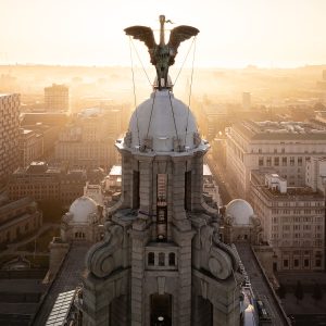 Royal Liver Building Sunrise - Drone