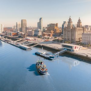 Liverpool waterfront sunrise - drone